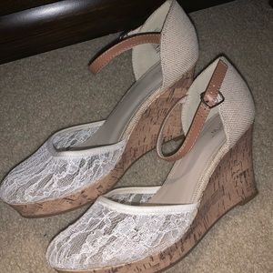White lace wedges